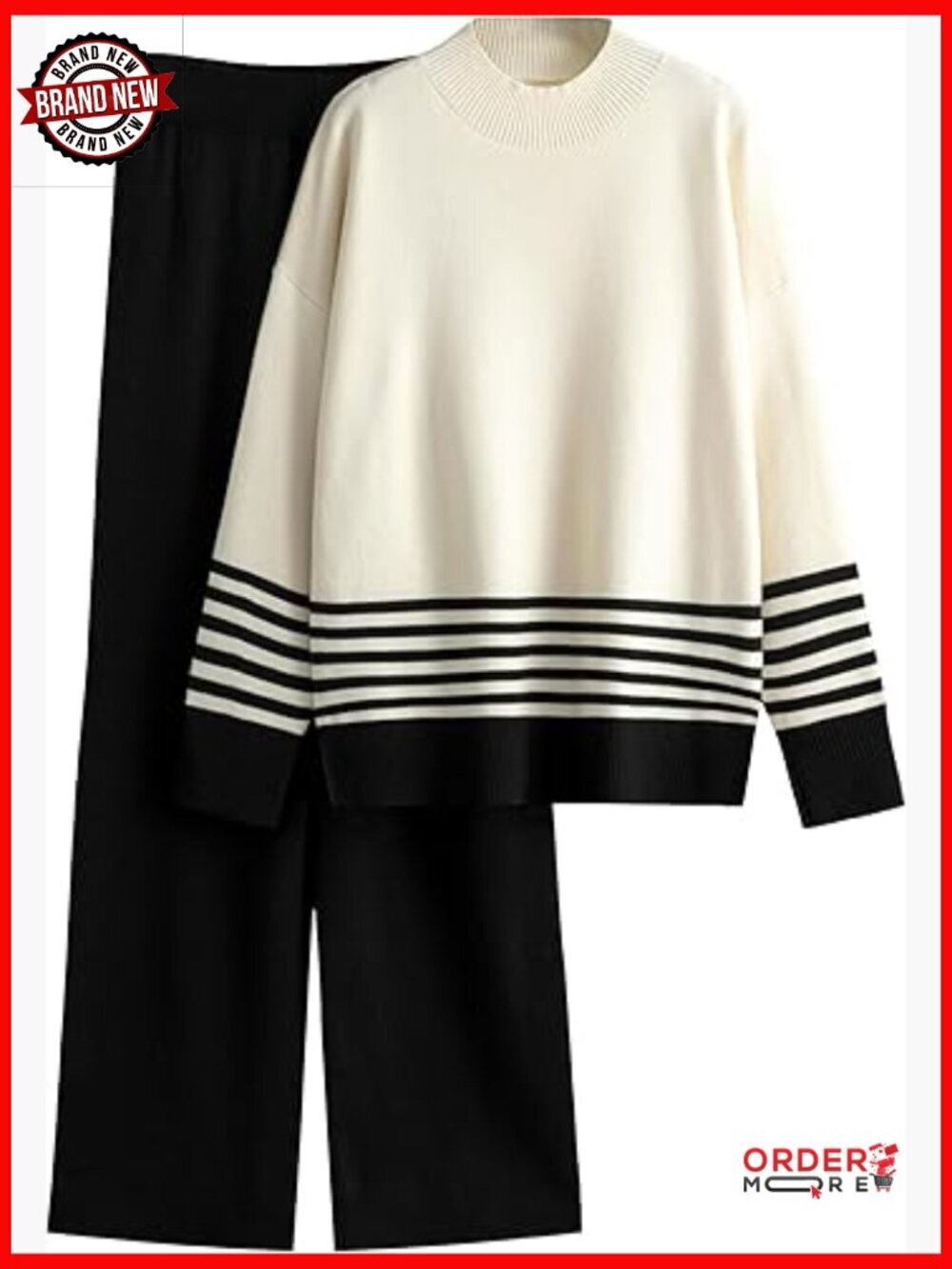 Women's 2 Piece Lounge Set - Pullover Sweater & Wide Leg Pants Tracksuit